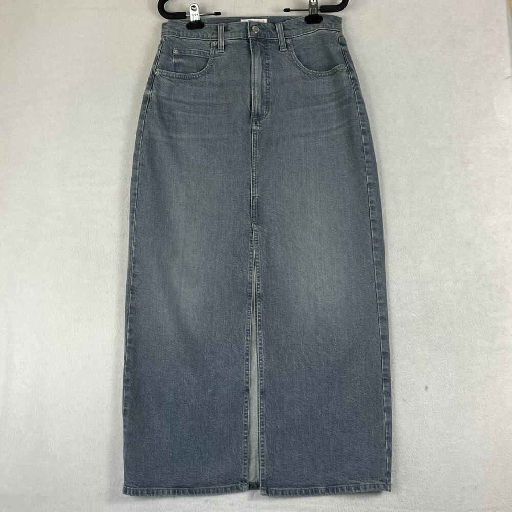 Universal Thread Denim Maxi Skirt Front Slit Women's Size 8/R